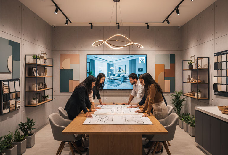 Modern office interior designed by a professional interior design company